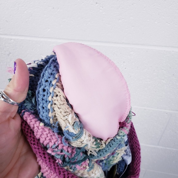 Signatures by Northern Isles Sweater Pink Blue Patchwork Floral Hand Knit Large - Picture 7 of 7